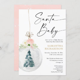 Invitación Santa Bebé Oro rosa Árbol de Navidad