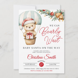 Invitación Santa Bebé podemos esperar a Baby Shower