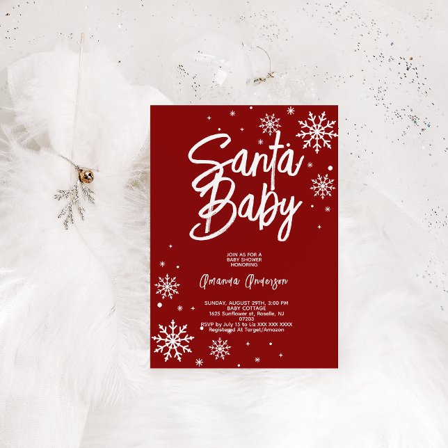 Invitación santa bebé rojo baby shower de navidad (Subido por el creador)