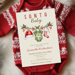 Invitación Santa bebé ropa linda baby shower de Navidad