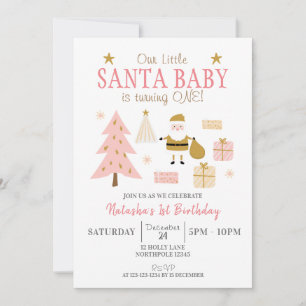 Invitación Santa Bebé se vuelve una, fiesta de cumpleaños del