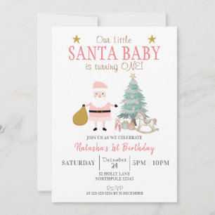 Invitación Santa Bebé se vuelve una, Navidades Chicas Cumplea
