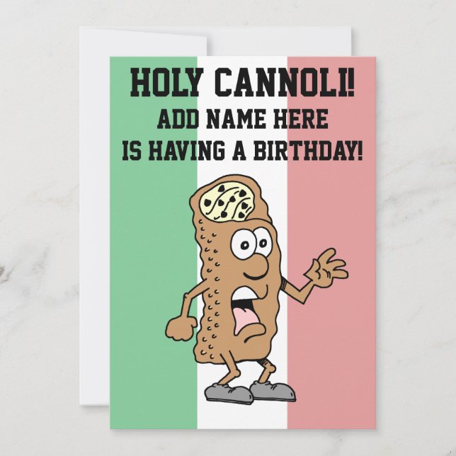 Invitación Santa Cannoli Bandera Italiana Cumpleaños de Itali (Anverso)