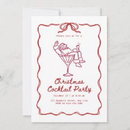 Invitación Santa Christmas cocktail party, fun modern