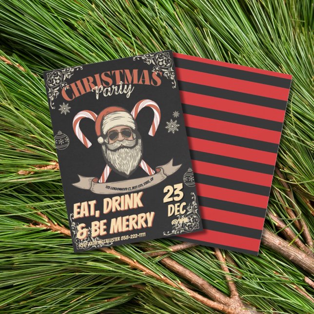 Invitación Santa Christmas Party Vintage Red  (Subido por el creador)