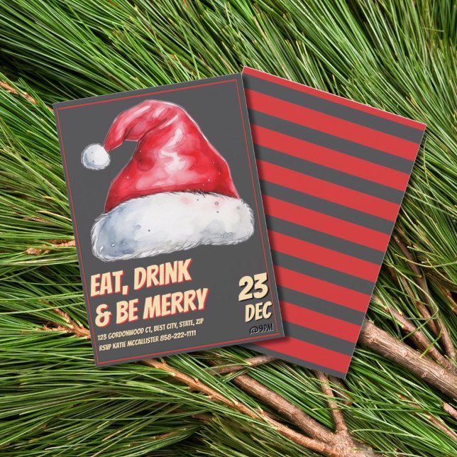 Invitación Santa Christmas Party Vintage Red  (Subido por el creador)