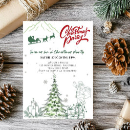 Invitación Santa Claus and Christmas Tree Holiday Party