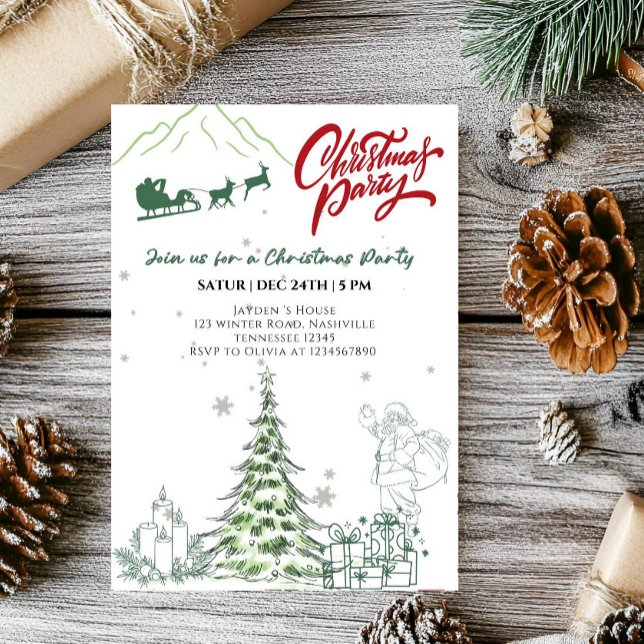 Invitación Santa Claus and Christmas Tree Holiday Party (Subido por el creador)