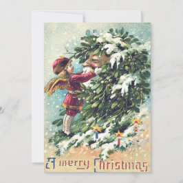 Invitación Santa Claus Ángel Querubín Muérdago