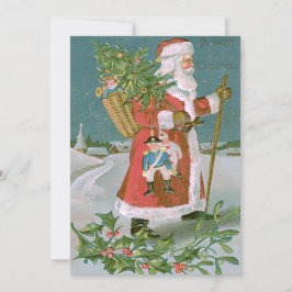 Invitación Santa Claus Cesta de árboles de Navidad Juguetes H