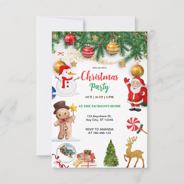 Invitación Santa Claus Christmas Party (Anverso)