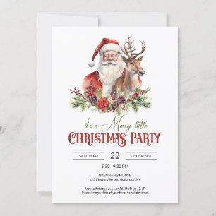 Invitación Santa Claus clásico tradicional con reno