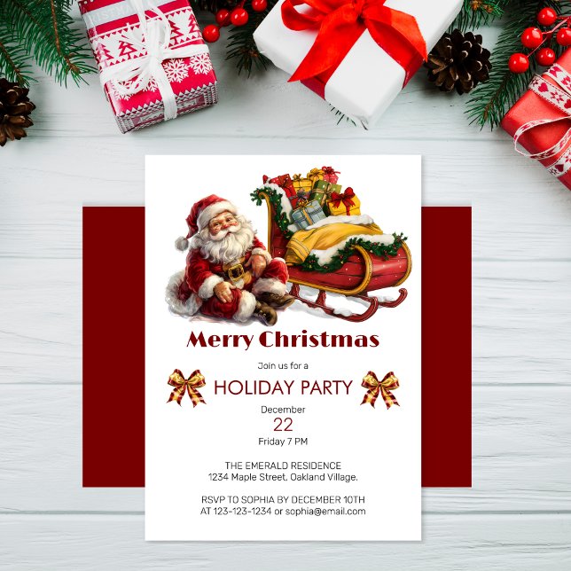 Invitación Santa Claus con Sleigh lleno de Navidades de regal (Subido por el creador)