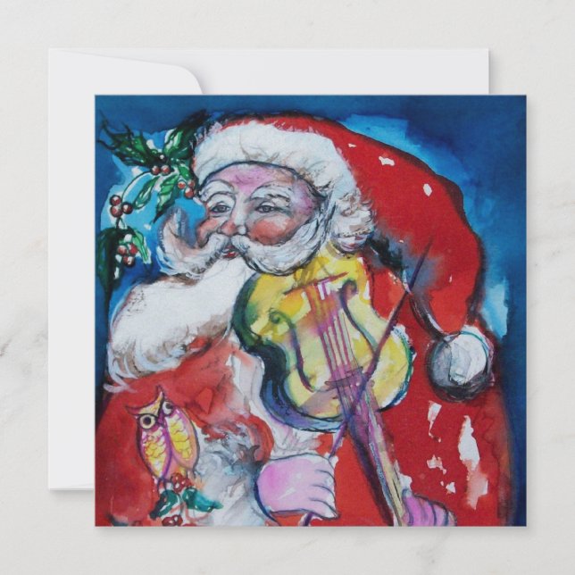 Invitación SANTA CLAUS CON VIOLÍN - Hielo FIESTA NAVIDAD (Anverso)