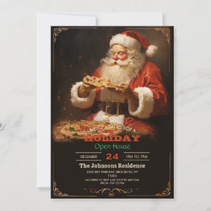 Invitación Santa Claus Eating Pizza
