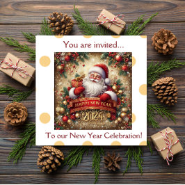 Invitación Santa Claus Feliz Año Nuevo personalizado