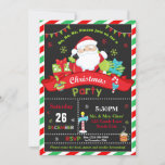 Invitación Santa Claus Fiesta de Navidades Rojos y Verdes<br><div class="desc">Personalice esta invitación festiva del Partido de Navidades de Santa Claus rojo y verde con los detalles de su fiesta fácil y rápidamente,  simplemente presione el botón personalizar para volver a organizar y formatear el estilo y la ubicación del texto.  (c) El Estudio de Gatos Feliz</div>