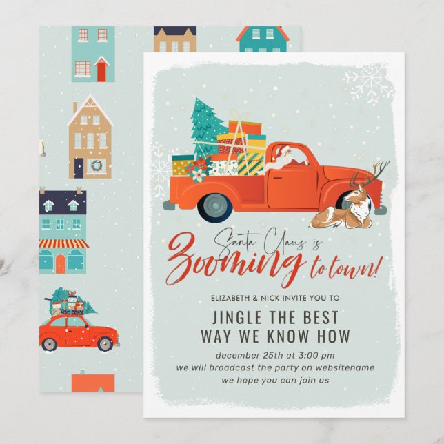 Invitación Santa Claus | Fiesta de vacaciones de Navidades vi (Anverso / Reverso)