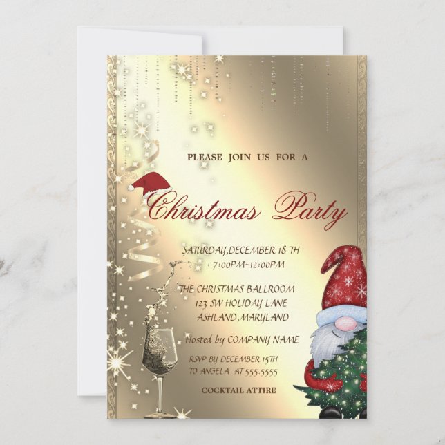 Invitación Santa Claus, Glass, Fiesta de Navidades corporativ (Anverso)