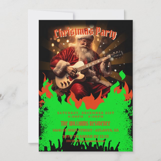 Invitación Santa Claus Guitar (Anverso)