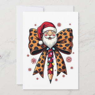 Invitación Santa Claus lazo Coquette Escuela Enseñanza