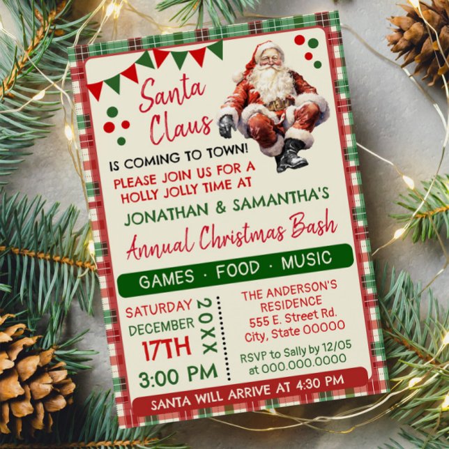 Invitación Santa Claus llega al Fiesta de Navidades familiare (Subido por el creador)