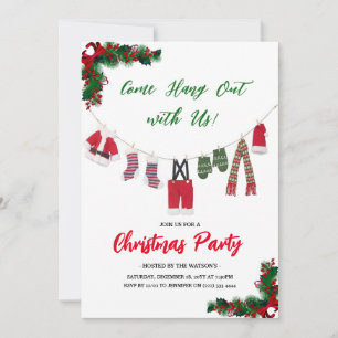 Invitación Santa Claus moderno 'Ven a pasar el rato' Fiesta d