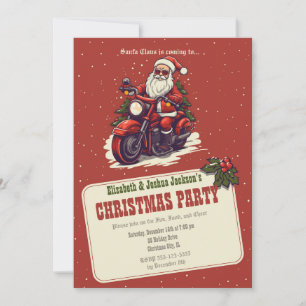 Invitación Santa Claus montando el Personalizado de bicicleta