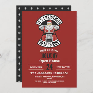 Invitación Santa Claus montando una motocicleta