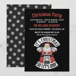 Invitación Santa Claus montando una motocicleta