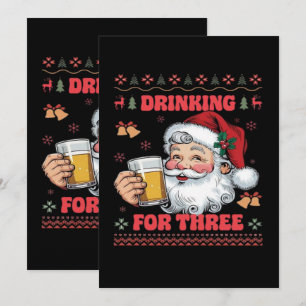 Invitación Santa Claus Pareja de Chirstmas Bebiendo