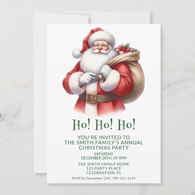 Invitación Santa Claus presenta al Fiesta verde (Anverso)