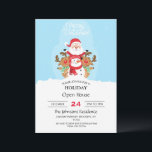 Invitación Santa Claus, reno y muñeco de nieve<br><div class="desc">santa claus reno, adorable arte colorido cómico , dibujo copo de nieve título alegría , hombre de nariz amigos congelados , niños alegres felicidad animal , divertido invierno rojo divertido , personalizado navidad ilustracion de nieve , alegre personaje de fiesta de snowman , navidades lindos de ciervos , renos santa...</div>