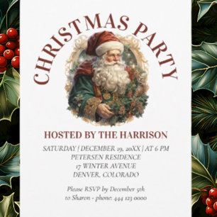 Invitación Santa Claus retro clásico