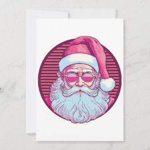 Invitación Santa Claus rosa vintage retro