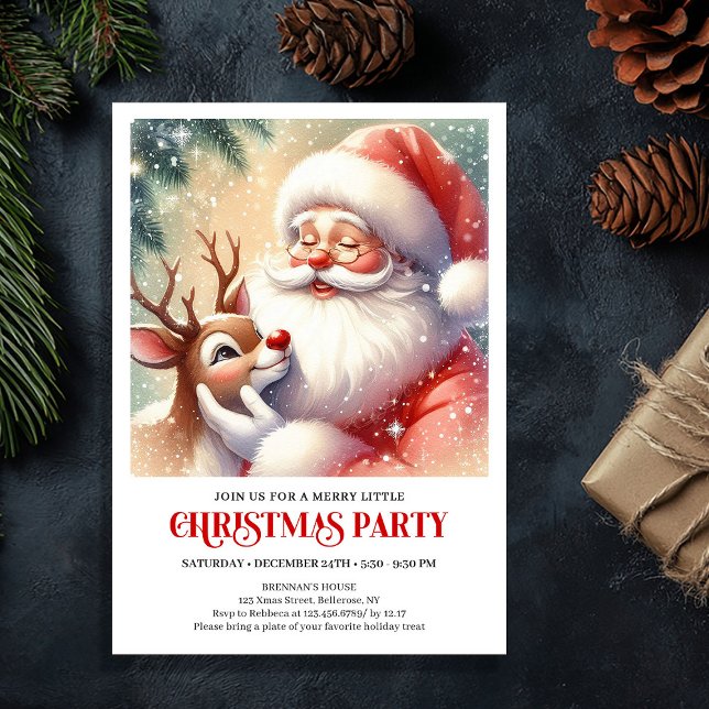 Invitación Santa Claus Rudolph Christmas Family Fun Celebrate (Santa Claus Rudolph Christmas Family Fun Celebration Invite

)
