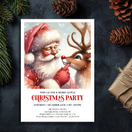 Invitación Santa Claus Rudolph Christmas Festive Winter Party