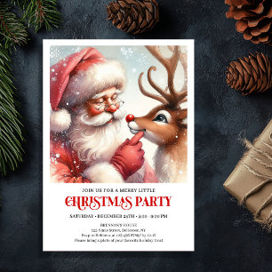 Invitación Santa Claus Rudolph Fiesta Navideña Invernal