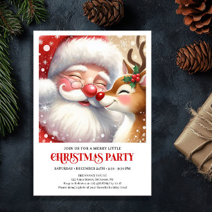 Invitación Santa Claus Rudolph Navidad Invierno País de las M
