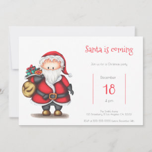Invitación Santa Claus se acerca con obsequios