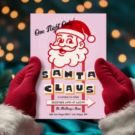 Invitación Santa Claus Un solo Rótulo de noche