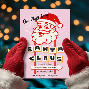 Invitación Santa Claus Un solo Rótulo de noche