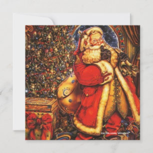 Invitación Santa Claus vintage de Navidad regalo de vacacione