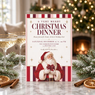 Invitación Santa Claus Vintage Una cena de Navidad muy alegre