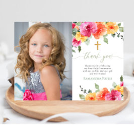Invitación Santa Comunión Bautismo florines brillantes gracia