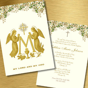 Invitación Santa Comunión Católica Angels Floral