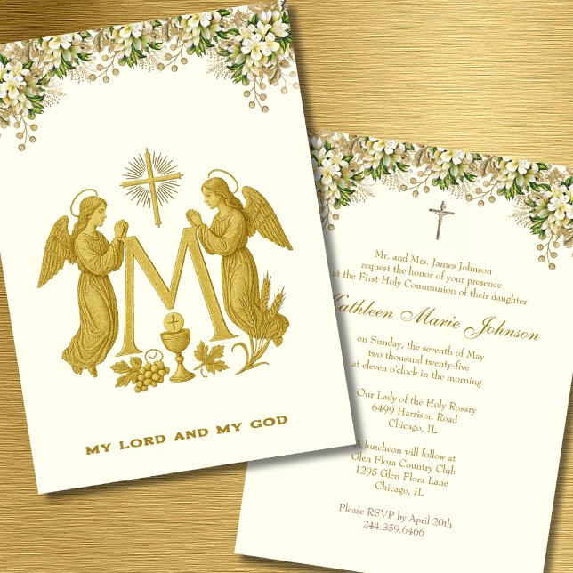 Invitación Santa Comunión Católica Angels Floral (Subido por el creador)