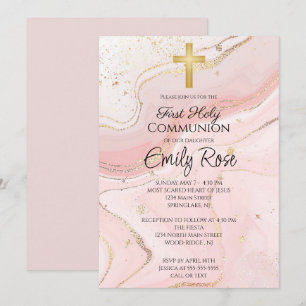 Invitación Santa Comunión de Mármol Rosa