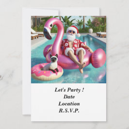 Invitación Santa con Navidades de gatos en julio Fiesta de bi