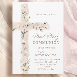 Invitación Santa Cruz Primera Comunión floral